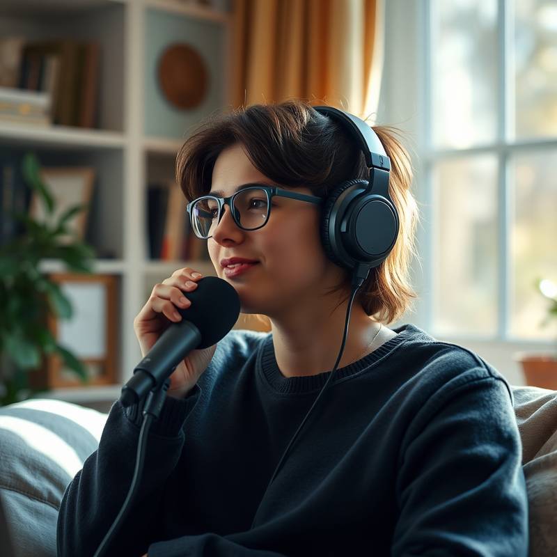 Aluno ouvindo um podcast